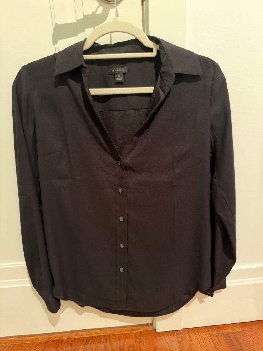 Ann Taylor Black Button Down Shirt, XS